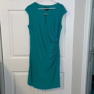 EUC Ronni Nicole size 16 aqua faux wrap dress